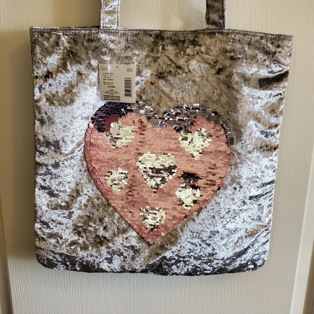 Heart design velvet tote bag
